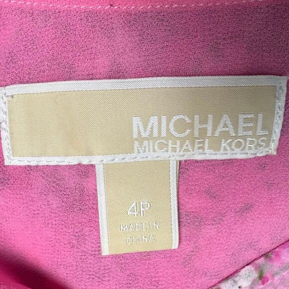 MICHAEL Michael Kors Pink Enchanted Blooms Floral V Neck Cap Sleeve Midi Dress - Picture 5 of 5